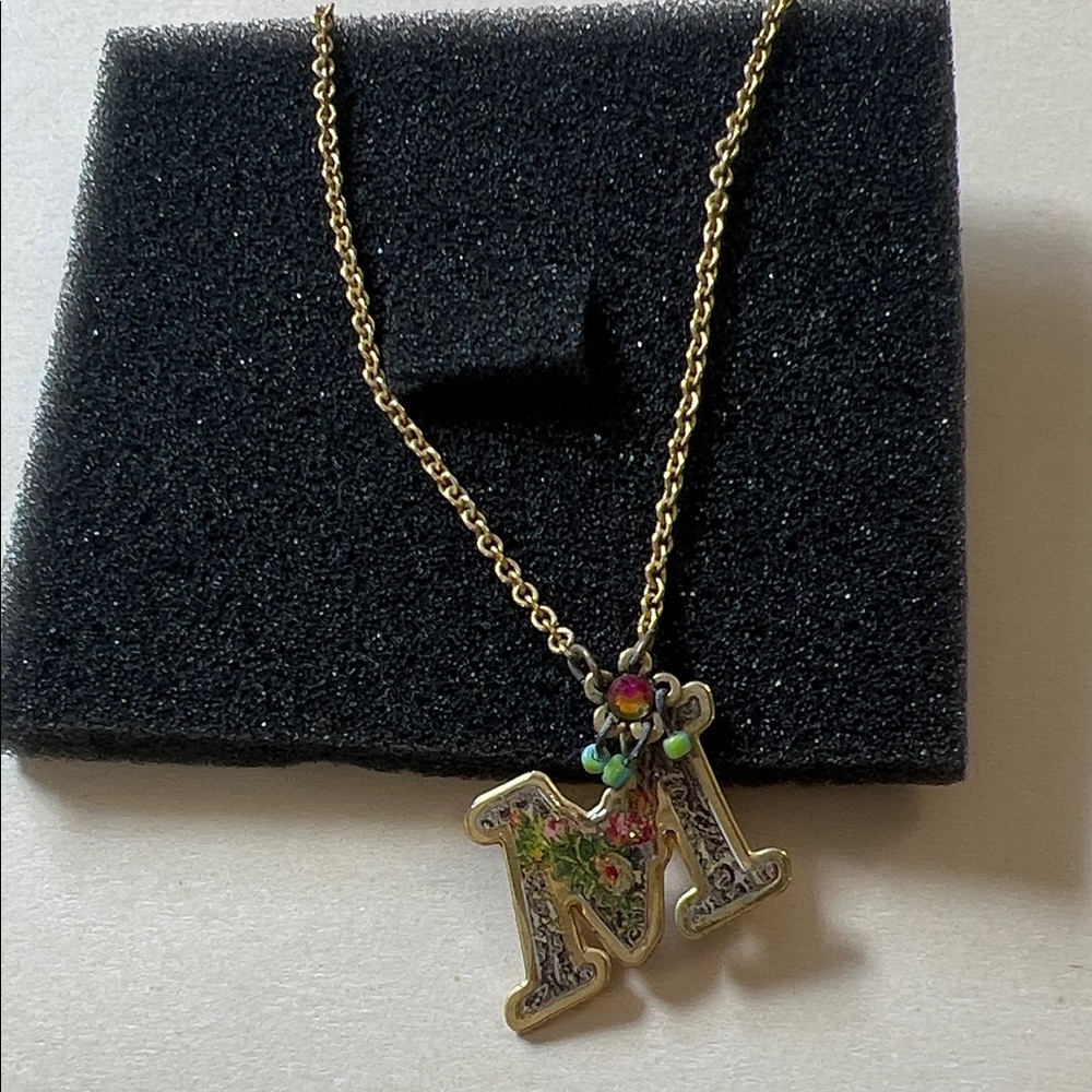 Michal Negrin Gold Floral Initial 'M' adjustable Necklace